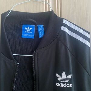 Adidas Black Jacket with White Stripes
